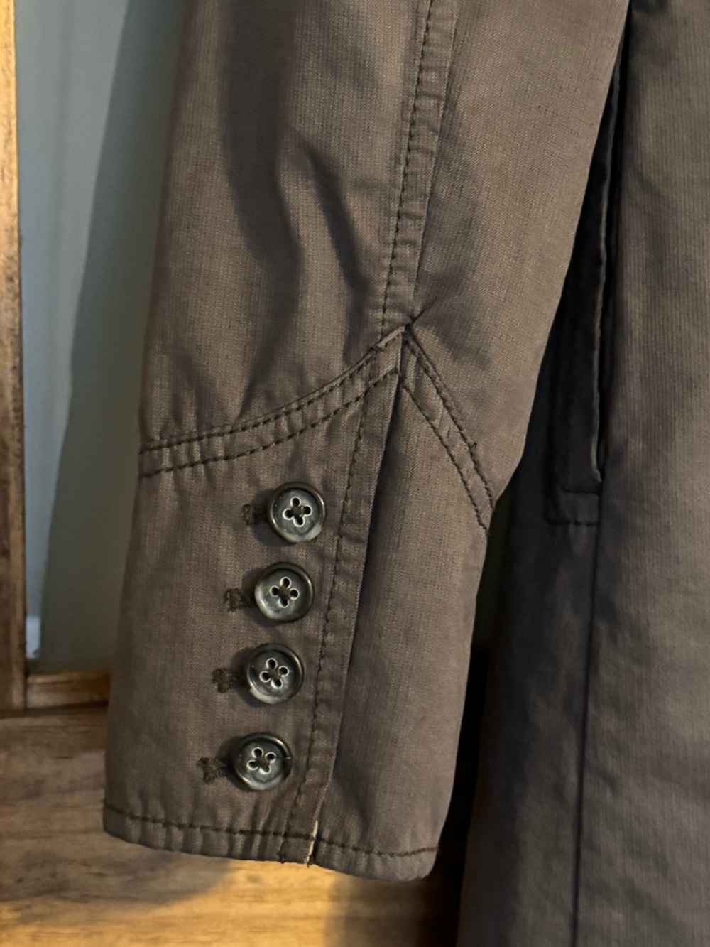 Vintage FREE PEOPLE Regimental Military Trench Jacket 4 17.5” p2p Espresso EUC - Picture 6 of 11